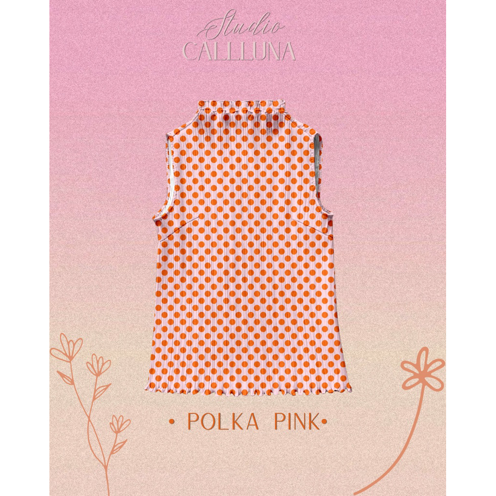 CALLALUNA STUDIO - POLKA PINK | baju plisket | inner hijab | plisket premium | baju pleats