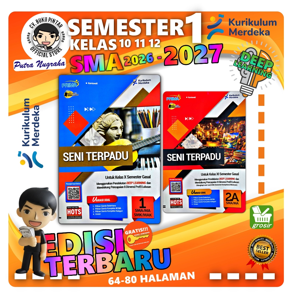 BUKU LKS SENI TERPADU SMA KELAS 10 11 12, ISI: SENI TARI, SENI RUPA, SENI MUSIK, SENI TEATER SEMESTE