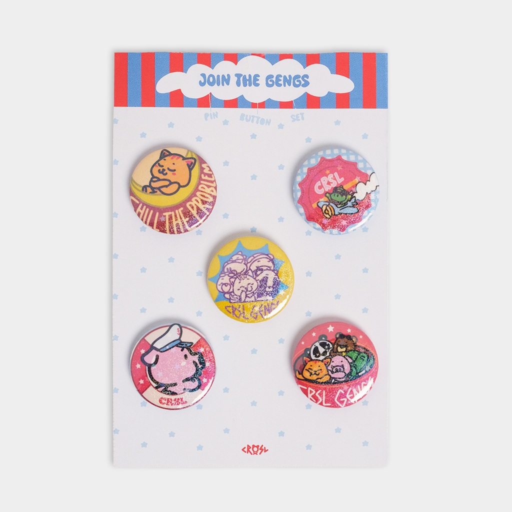 CRSL Gengs Pin Button Pack | Bros Backpack Enamel Aesthetic