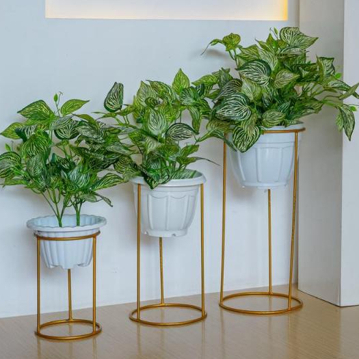 Prima Shabby Standing Pot Penyangga Pot Besi Stand Pot Tanaman Estetik Silinder Besi 3 in 1 Set