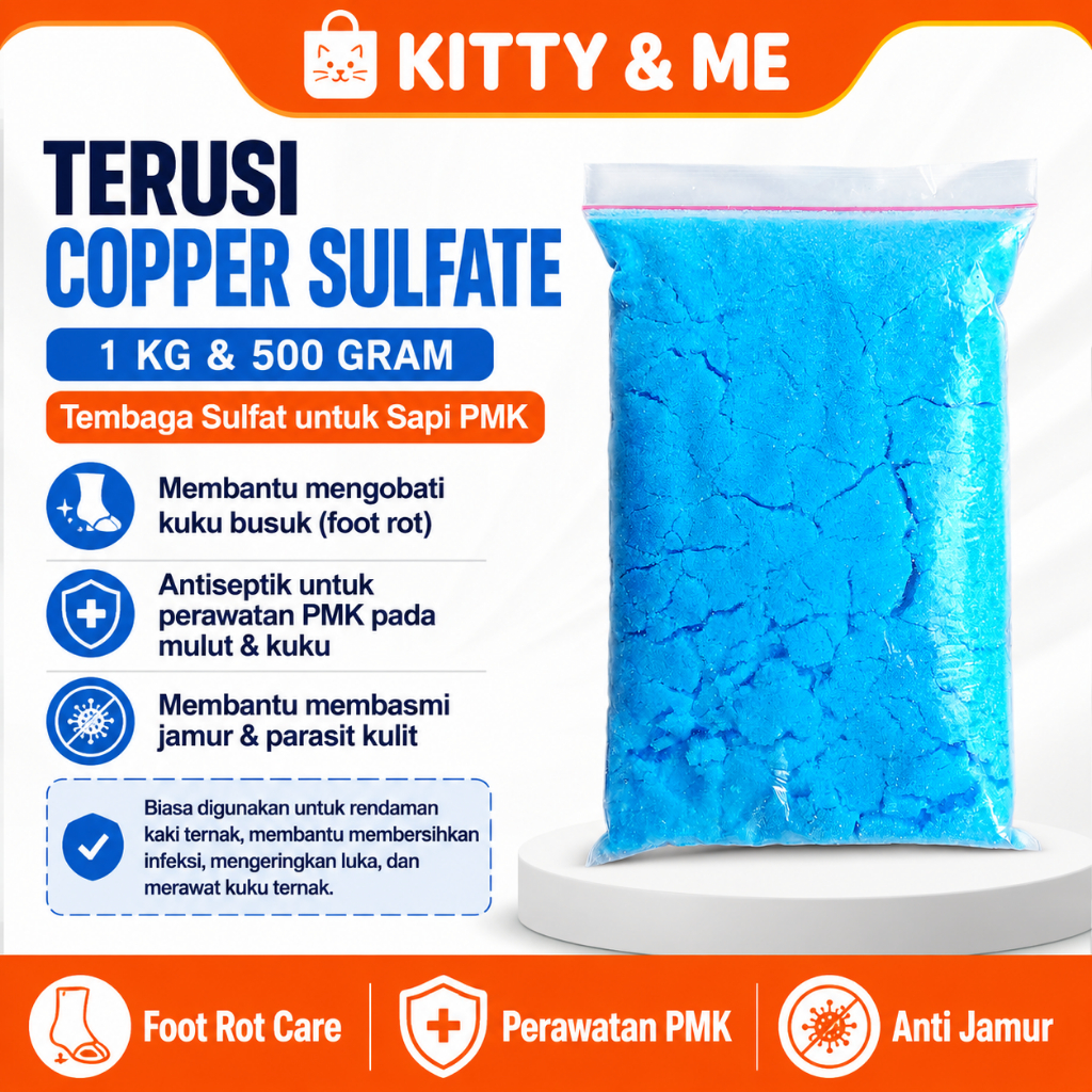 TERUSI COPPER SULFATE 1 KG DAN 500 GRAM - Tembaga Sulfat untuk Sapi PMK