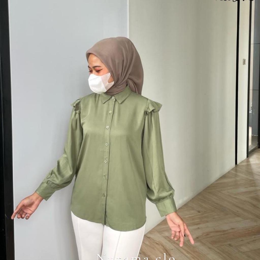 Nurama Atasan Kemeja Shirt Wanita Twillrayon Ameera Blouse TwillRayon Polos - A12 TW