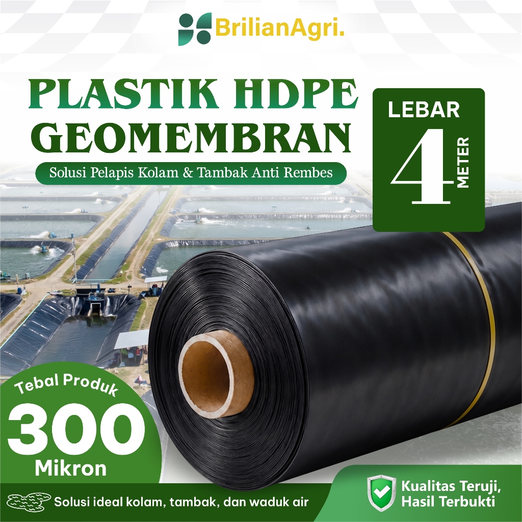Geomembran HDPE Tebal 500 Micron Lebar 4 Meter
