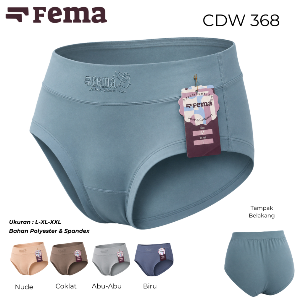FEMA Official Shop 3,6,12 pcs CD Wanita 368 Highwaist Celana Dalam Ban Tinggi CD Pinggang Tinggi