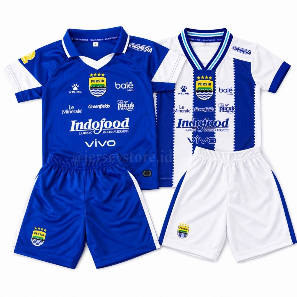 Jersey Persib Anak 2026 Grade Ori Logo Timbul 3D Baju Bola Anak Setelan Baju Anak
