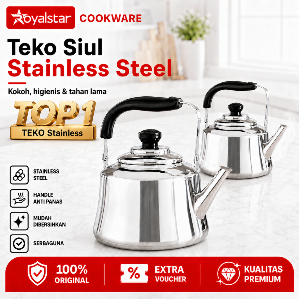 Royalstar Ceret Teko Bunyi Siul Anti Karat Ceret Bunyi Untuk Masak Air Stainless Steel Teko Siul