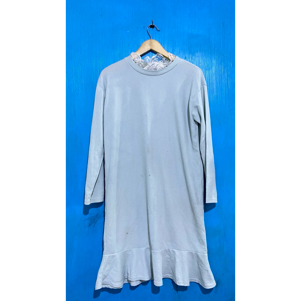 PL DRESS TUNIK KAOS SAGE RUFFLE PRADA