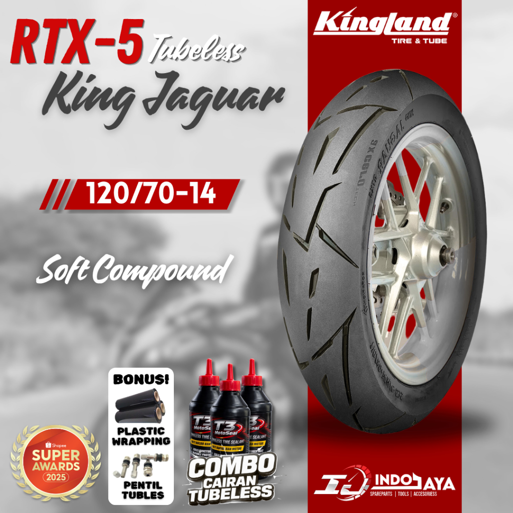 [FREE PENTIL] BAN TUBELESS SOFT COMPOUND KINGLAND RING 14 RTX5 ( 120/70-14 ) BAN DEPAN BELAKANG TUBL