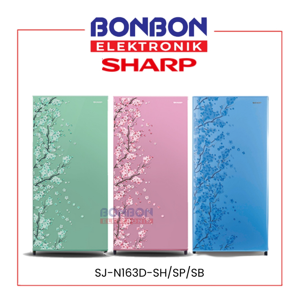 Sharp Kulkas 1 Pintu 133 L SJ-N163D-SH/SP/SB / SJN 162 DSP DSB DSH / SJN163D Green/Pink/Blue