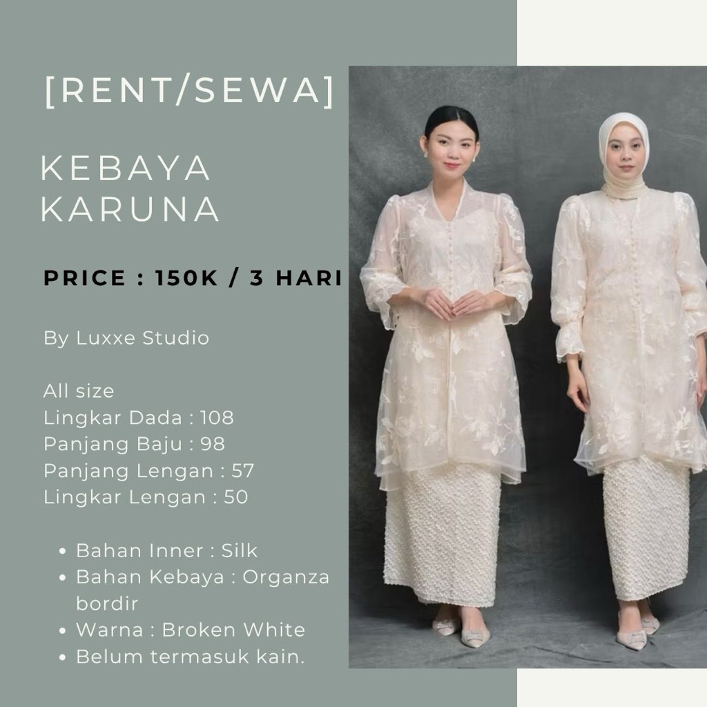 [Sewa/Rent] Kebaya karuna luxxe studio broken white / kebaya lamaran / kebaya kondangan / kebaya tun