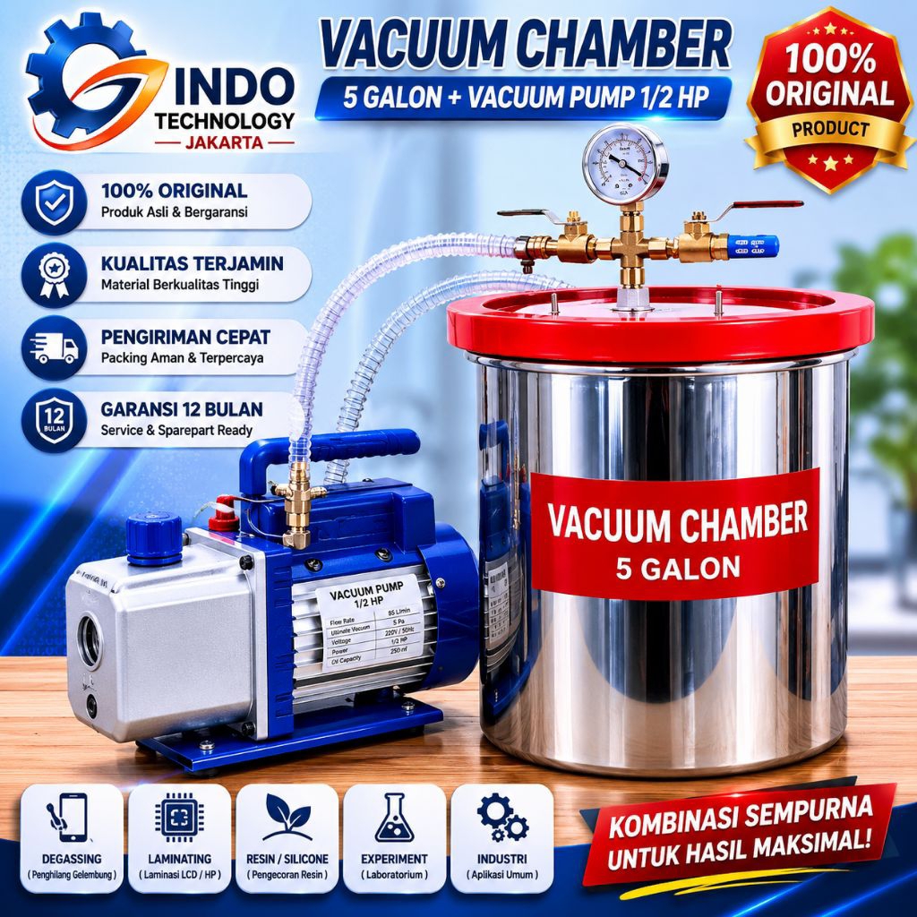 Vacuum Chamber 5 galon + Vacuum Pump 1/2 hp