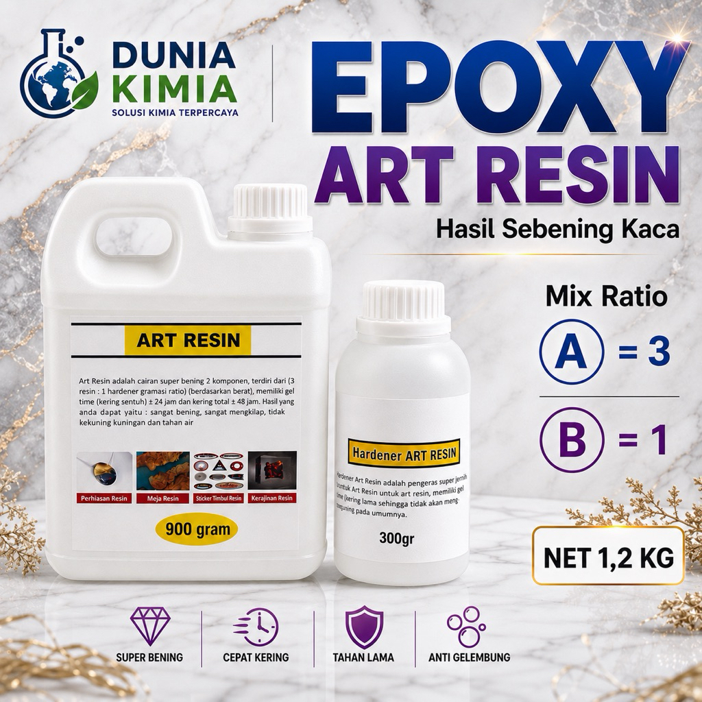 Resin Bening Lycal Keras 1011 - Art Resin - Resin Super Bening - Resin Crystal Clear - 1.2KG