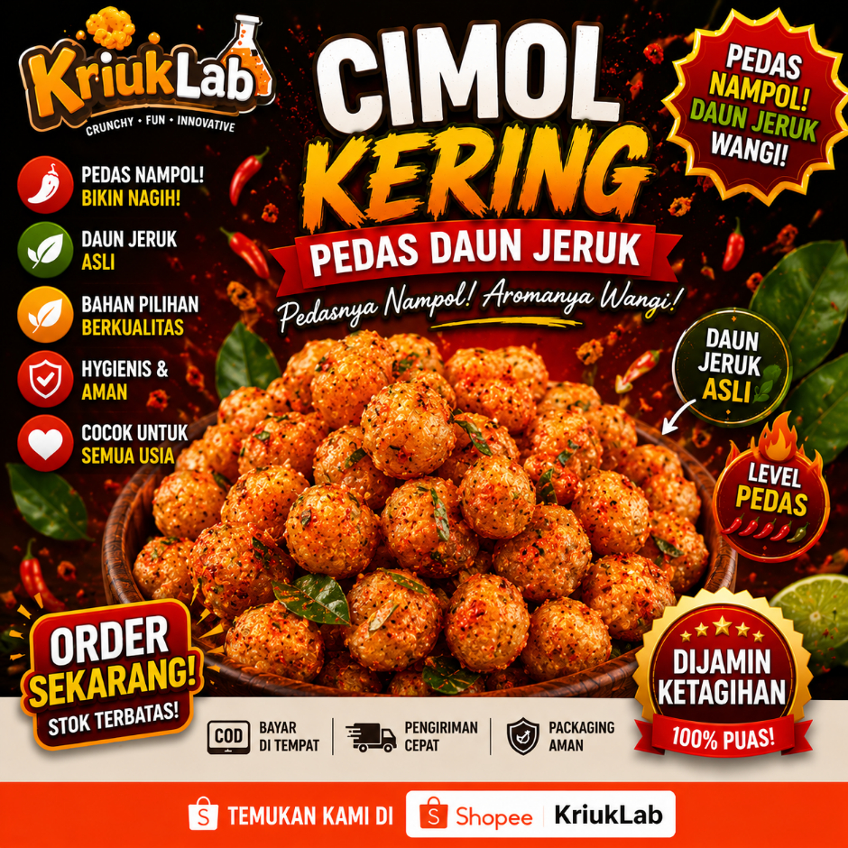KriukLab - Cimol Kering Extra Pedas Daun Jeruk 100GR 50GR