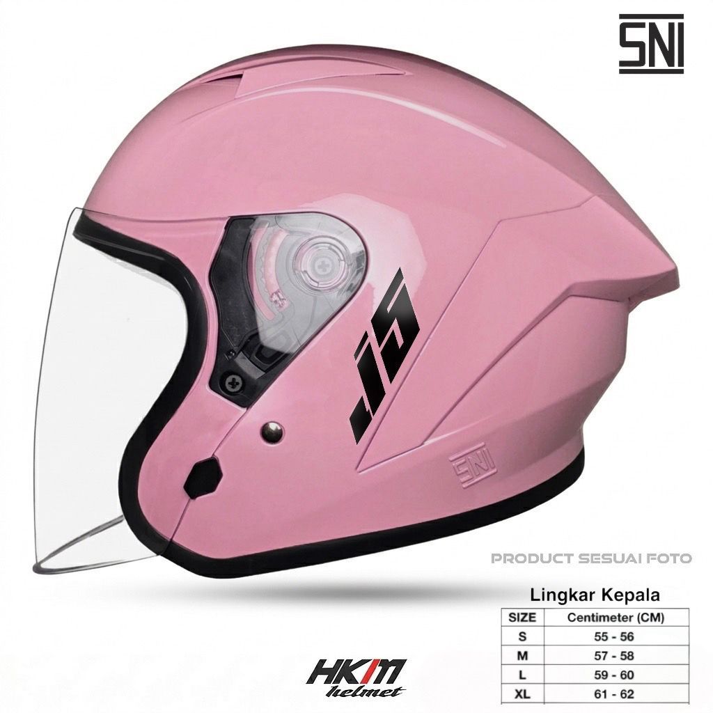 HELM HKM J5 VISOR CLEAR ORIGINAL PINK SNI HELM HALF FACE DEWASA PRIA DAN WANITA