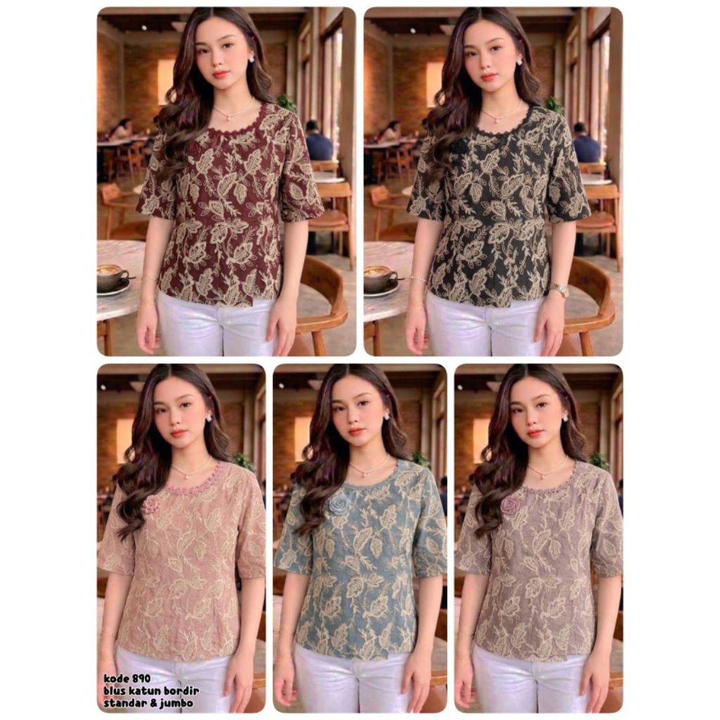 blus katun bordir standar dan jumbo