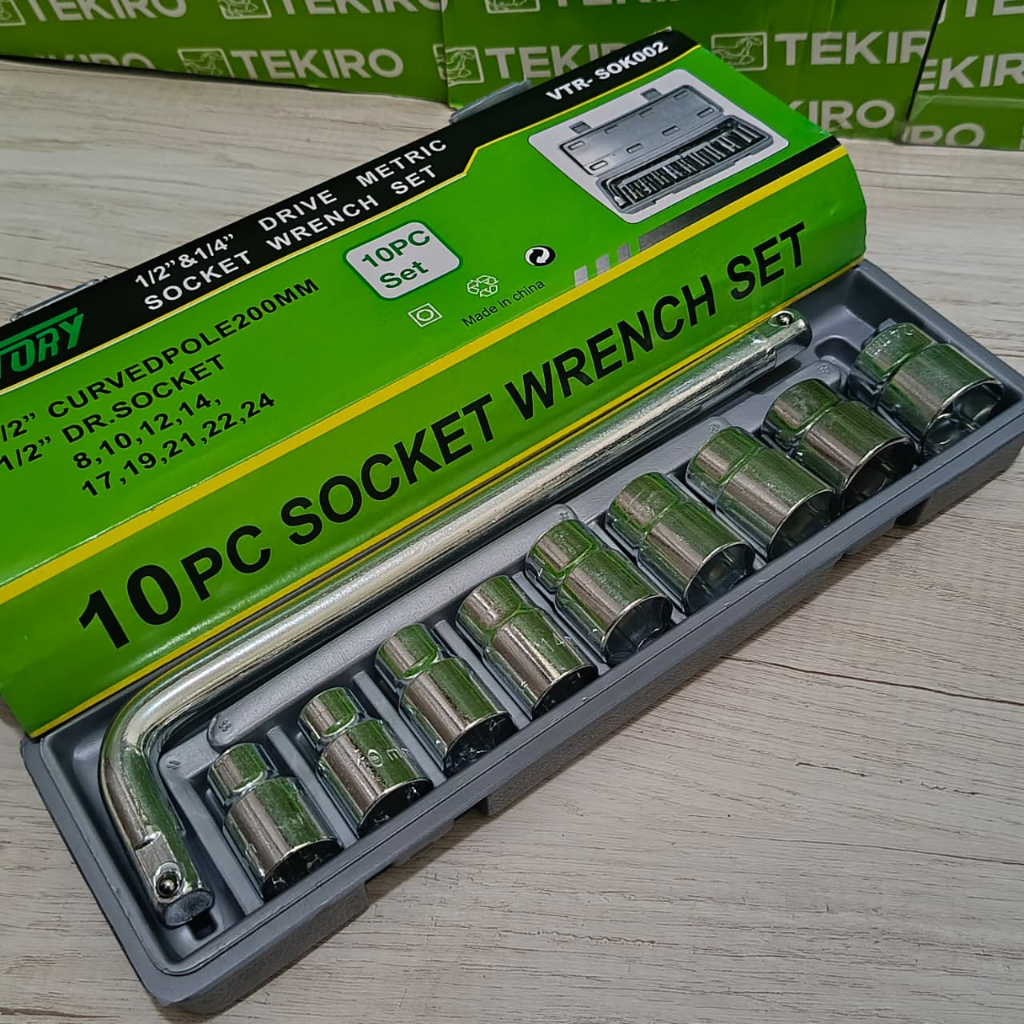 Victory Kunci Shock Sock Sok Set 10 Pcs 8-24 mm / Kunci Sok Set Lengkap / Kunci 1 Set lengkap