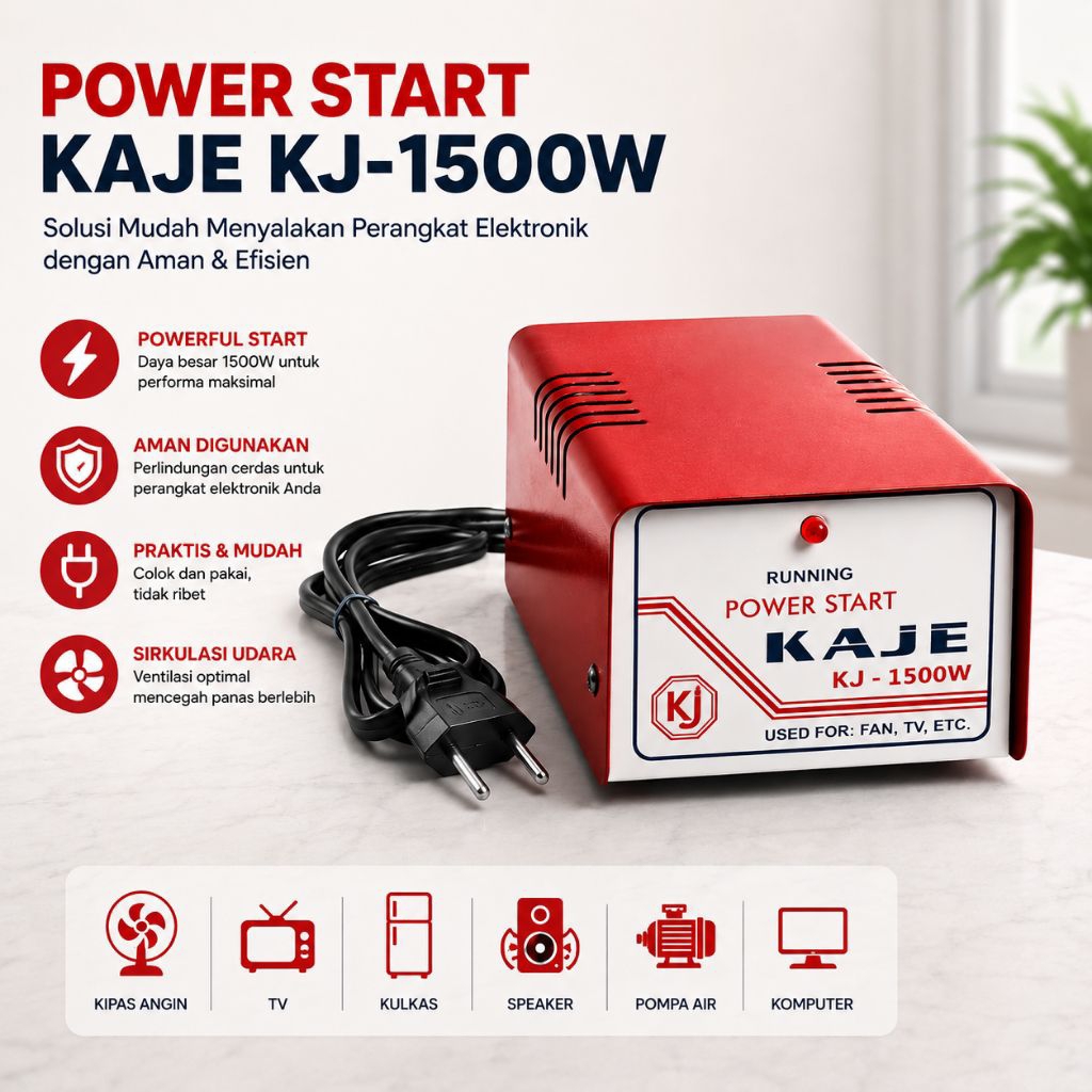 KAJE KJ-1500W Anti Jeglek Listrik 450 900 VA Inverator Soft Start 1500 Watt Penghemat Listrik Pensta