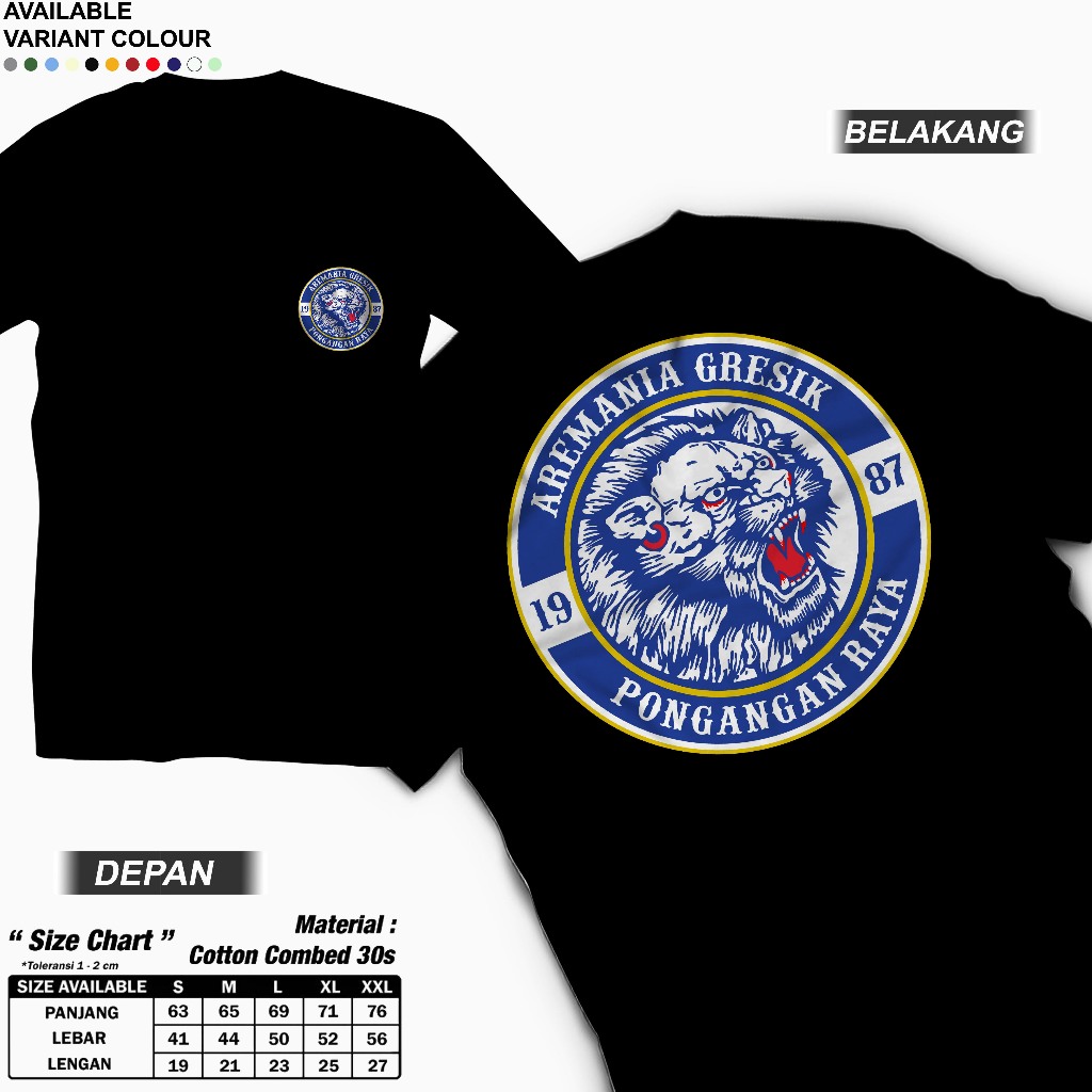 Tshirt AREMANIA GRESIK Kaos Aremania Pria Wanita Lengan Pendek