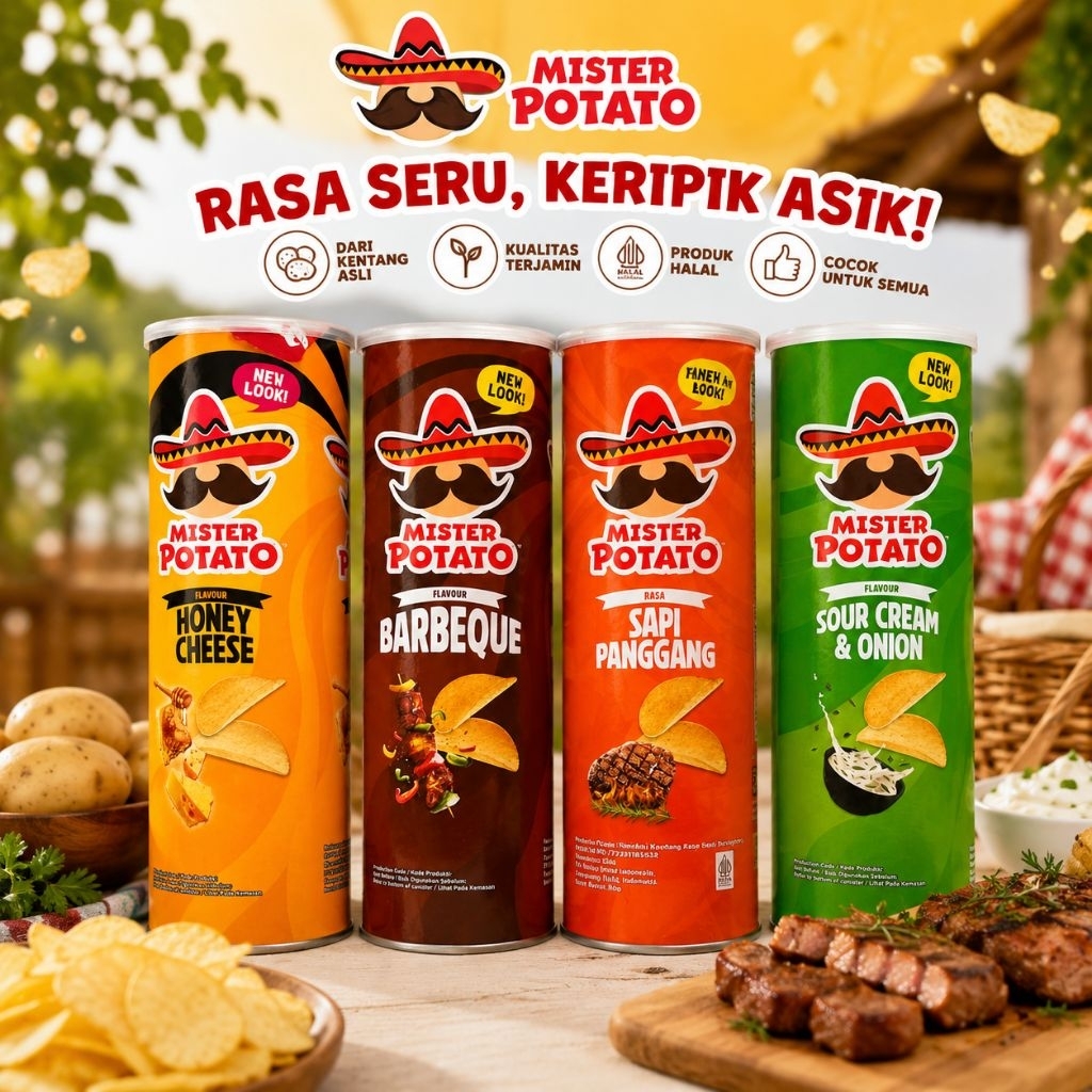 KEMASAN BARU Mister Potato Snack Kentang Kaleng