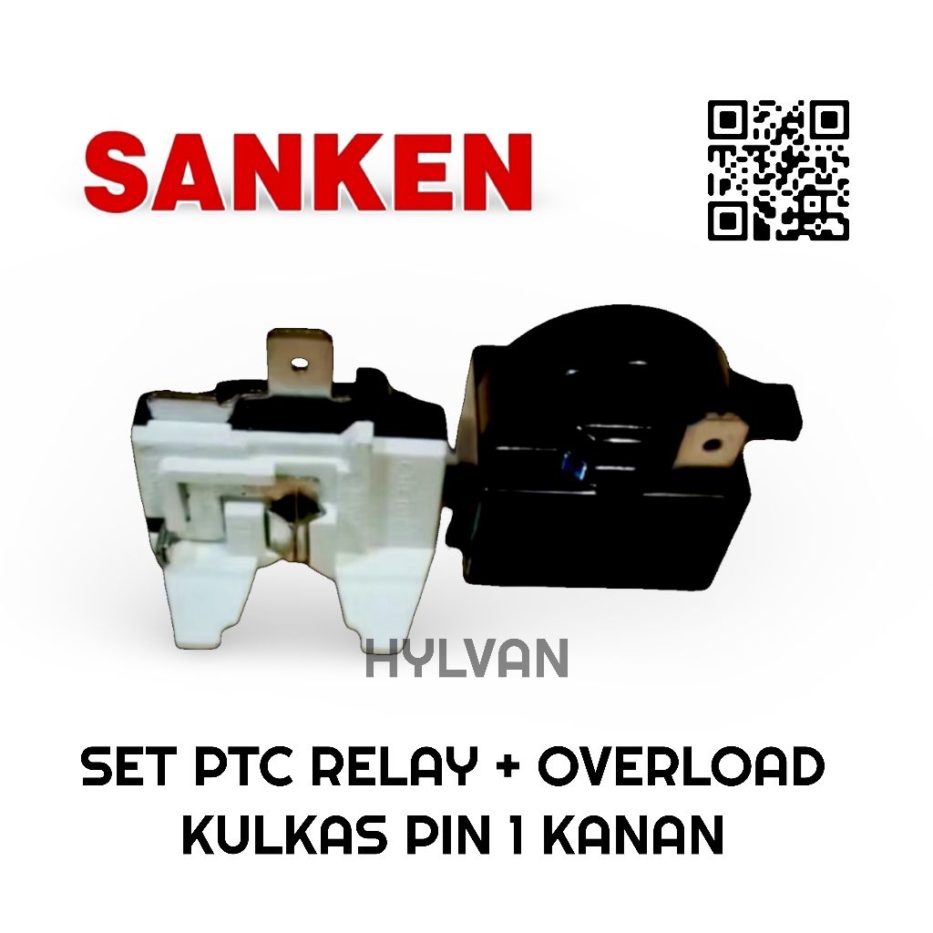 SET PTC RELAY + OVERLOAD KOMPRESOR KULKAS SANKEN 1 PINTU