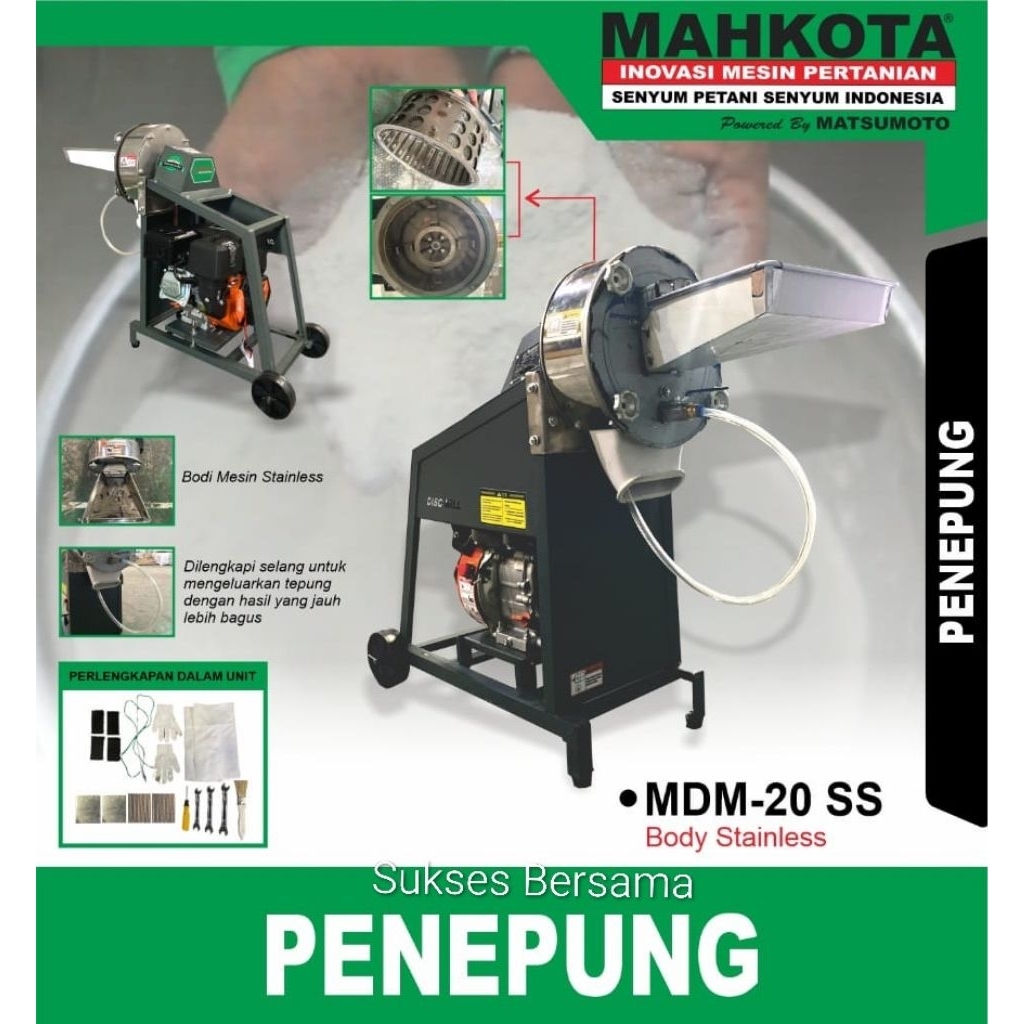 Mesin Gilingan Tepung / Disk Mill Mahkota MDM 20 SS Stainless