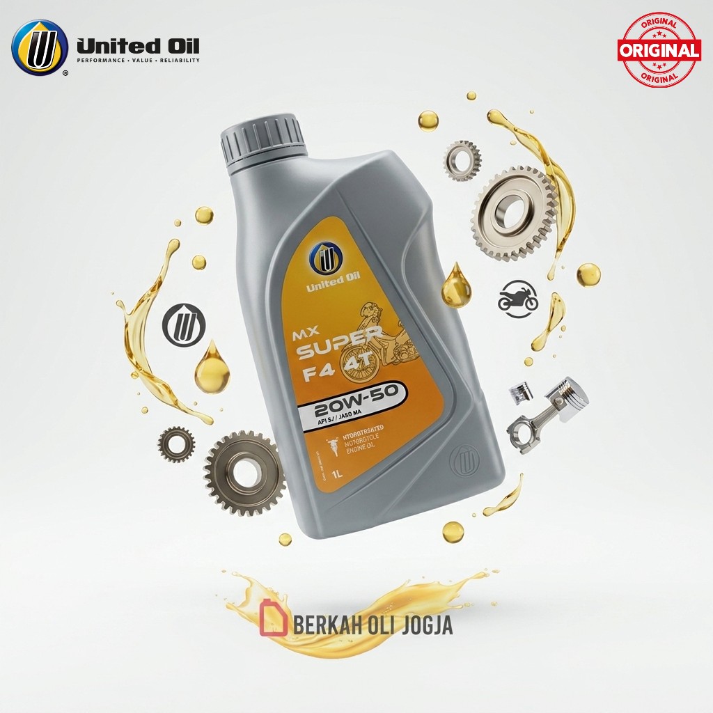 United Oil MX Super F4 4T 20W-50 API SJ / JASO MA 1L Original Bergaransi