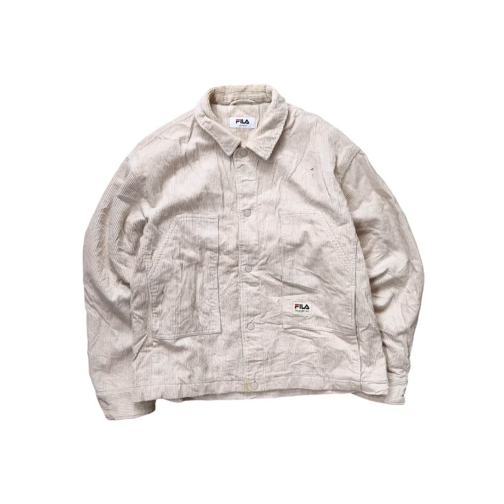FILA - Jaket Outer Casual Pria Corduroy Cream Size XL
