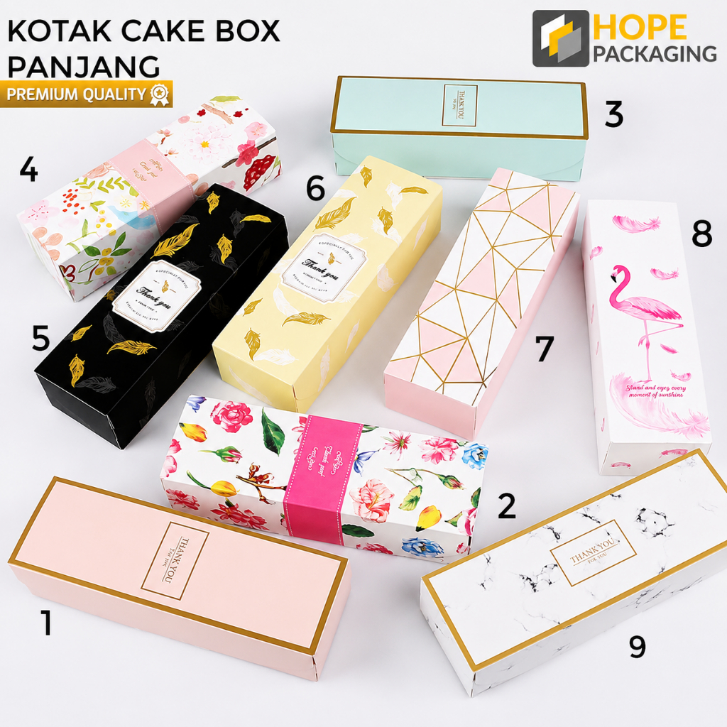 HOPE Kotak Cake Box Panjang Premium / Box Souvenir Pernikahan & Hampers Elegan / Packaging Kue