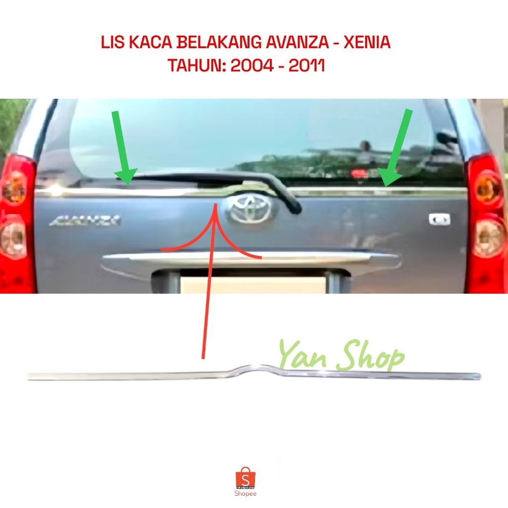 List Kaca Belakang Mobil AVANZA dan XENIA LAMA Tahun 2004 2005 2006 2007 2008 2009 2010 2011 Plastik