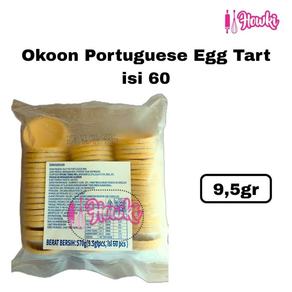 Frozen Portuguese Egg Tart Shell Mini Okoon isi 60