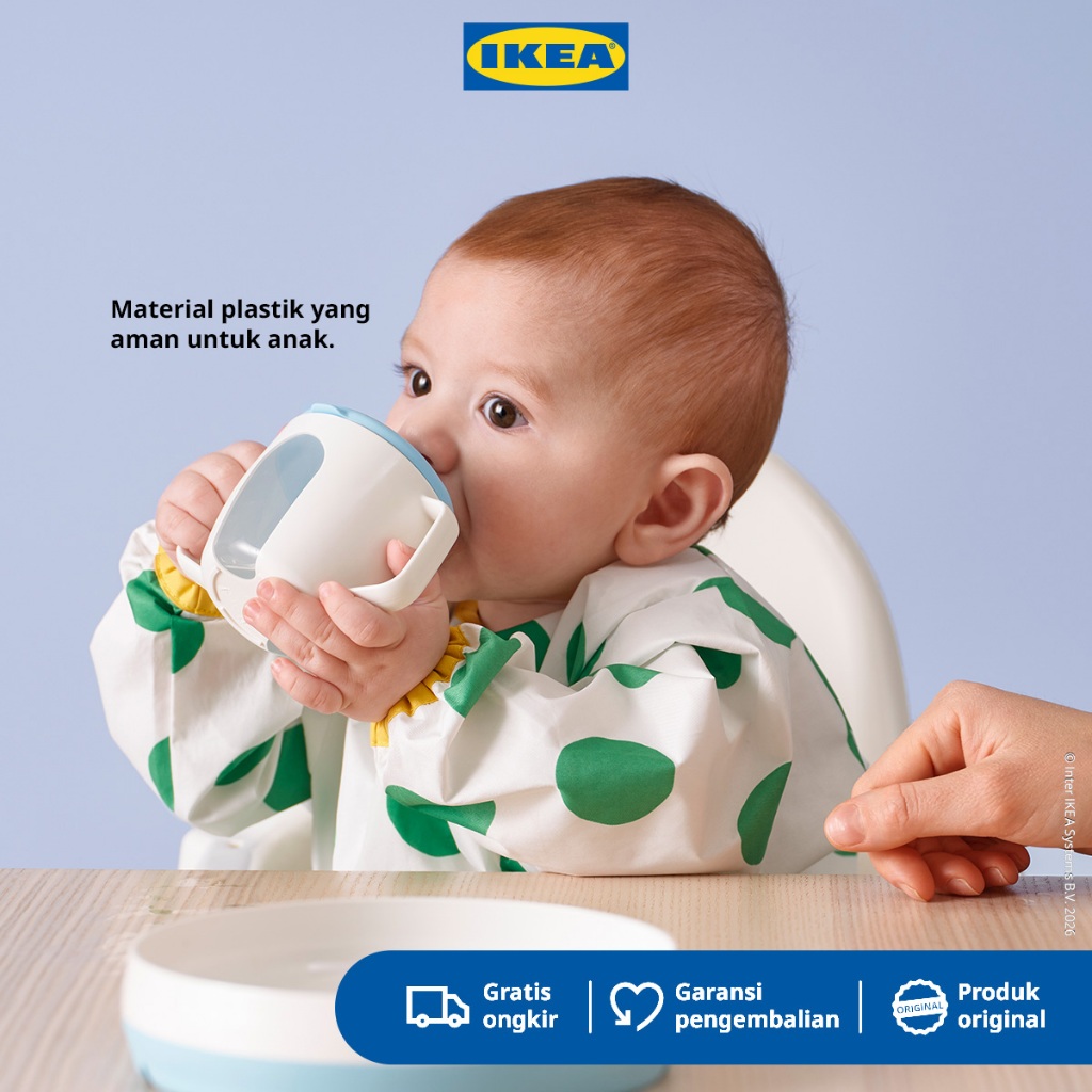 IKEA BORJA Gelas Isap Cocok Untuk Bayi Putih/Biru