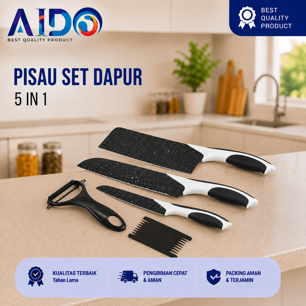Pisau Keramik GSF / PISAU Set Pisau Dapur isi 5pcs Hitam / Pisau set 5 pcs PISAU DAPUR SET 5 PCS