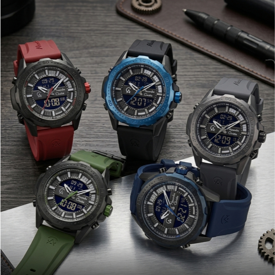 ALEXANDRE CHRISTIE AC 9370 FULL BLACK DOUBLE TIME. ORIGINAL