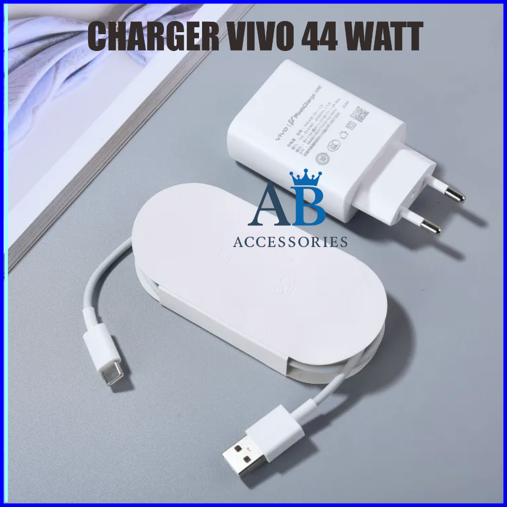 CHARGER CAS VIVO 4A 44 WATT FLASH CHARGE ORI BAWAAN HP V20 PRO V20SE V21 V22 V23 Y70 Y73 S7 S9 X30 X