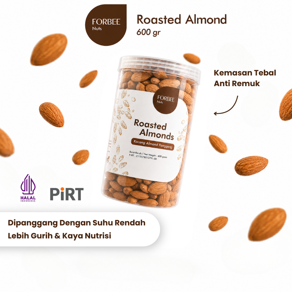 Kacang Almond Panggang Forbee 600g | Roasted Almond | Snack Sehat | Cemilan Sehat Kacang Kacangan