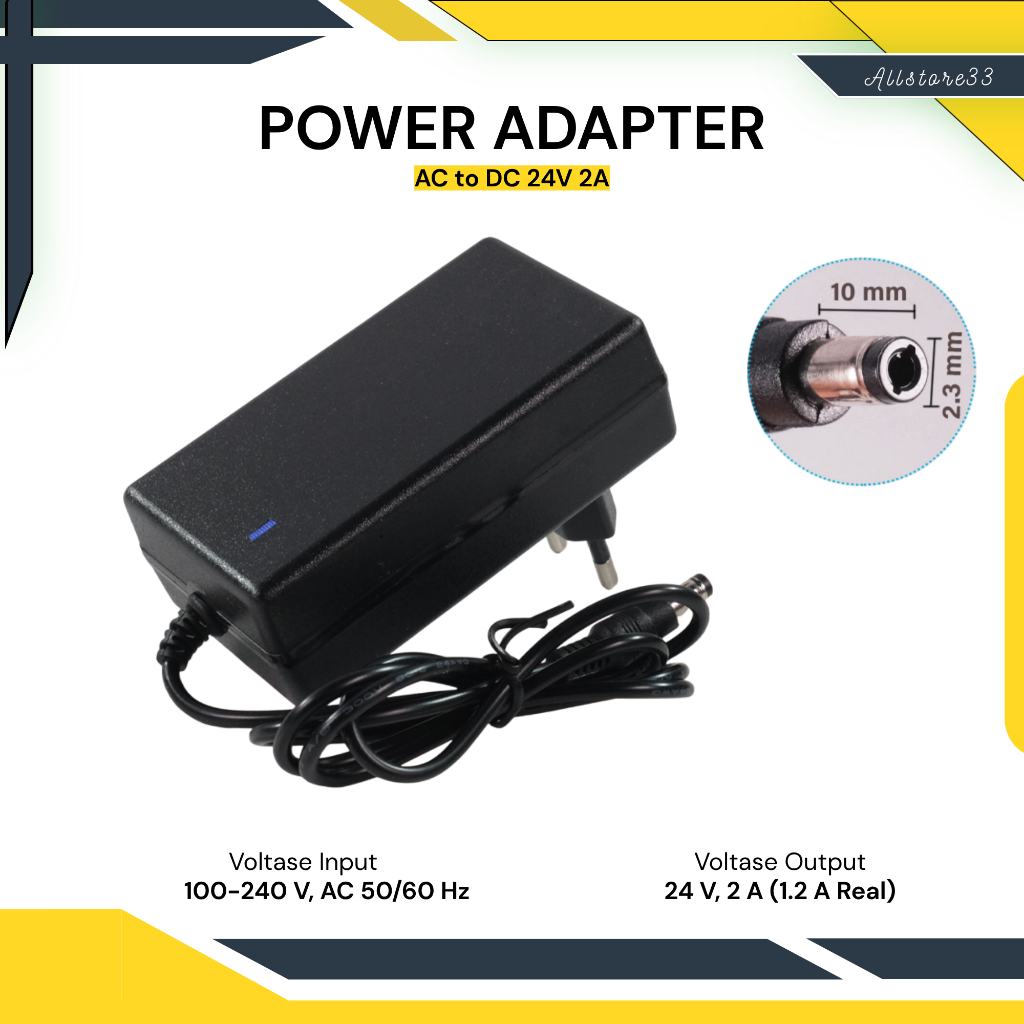 Taffware Adaptor Power Supply Converter AC to DC 24V 2A LED Strip Ac Adaptop Untuk Lampu Led Strip
