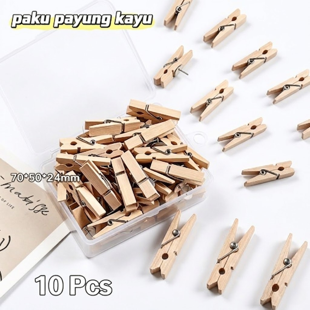 10 Pcs Push Pin Jepit Kayu - Push Pin Klip Hias Papan Gabus Dinding Foto Dekorasi Rumah Kantor Sekol
