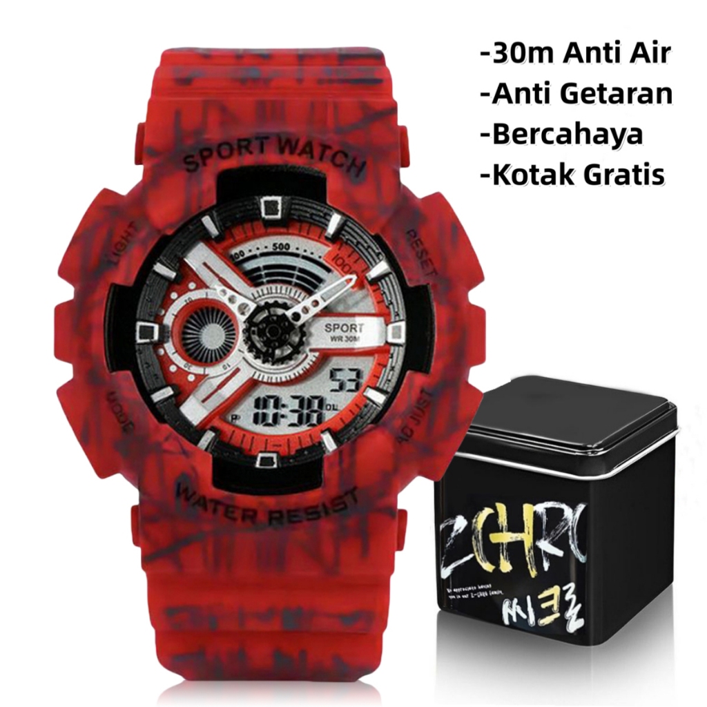 Jam Tangan Sport Pria Wanita Couple Tahan Air Digital Jam Tangan