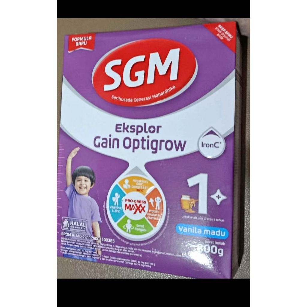 sgm gain 1+ oprtigro vanilla madu kemasan 800gr
