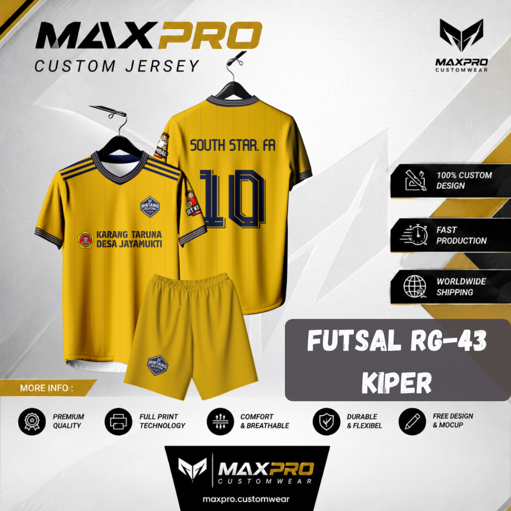 Jersey FUTSAL RG-43 KIPER Free custom nama dan nomor untuk dewasa dan anak anak Full Printing