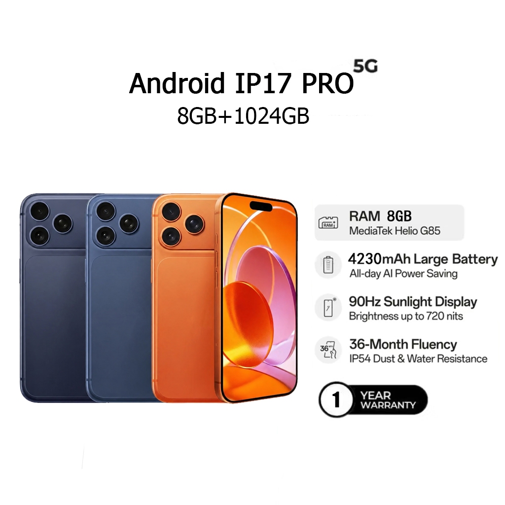 Android hp 6.3 inch Smartphone ip17pro max phone ram 8/1024GB jaringan 4G/5G Garansi Android ponsel