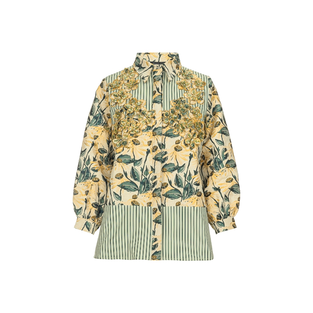 Benang Jarum Black Label - Freia Jacquard Shirt - Vanilla Custard