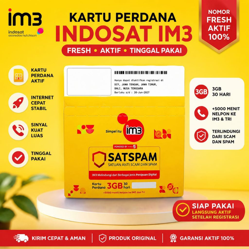 Kartu Perdana Indosat Ooredoo Hutchison Fresh Aktif Tinggal Pakai | Siap digunakan