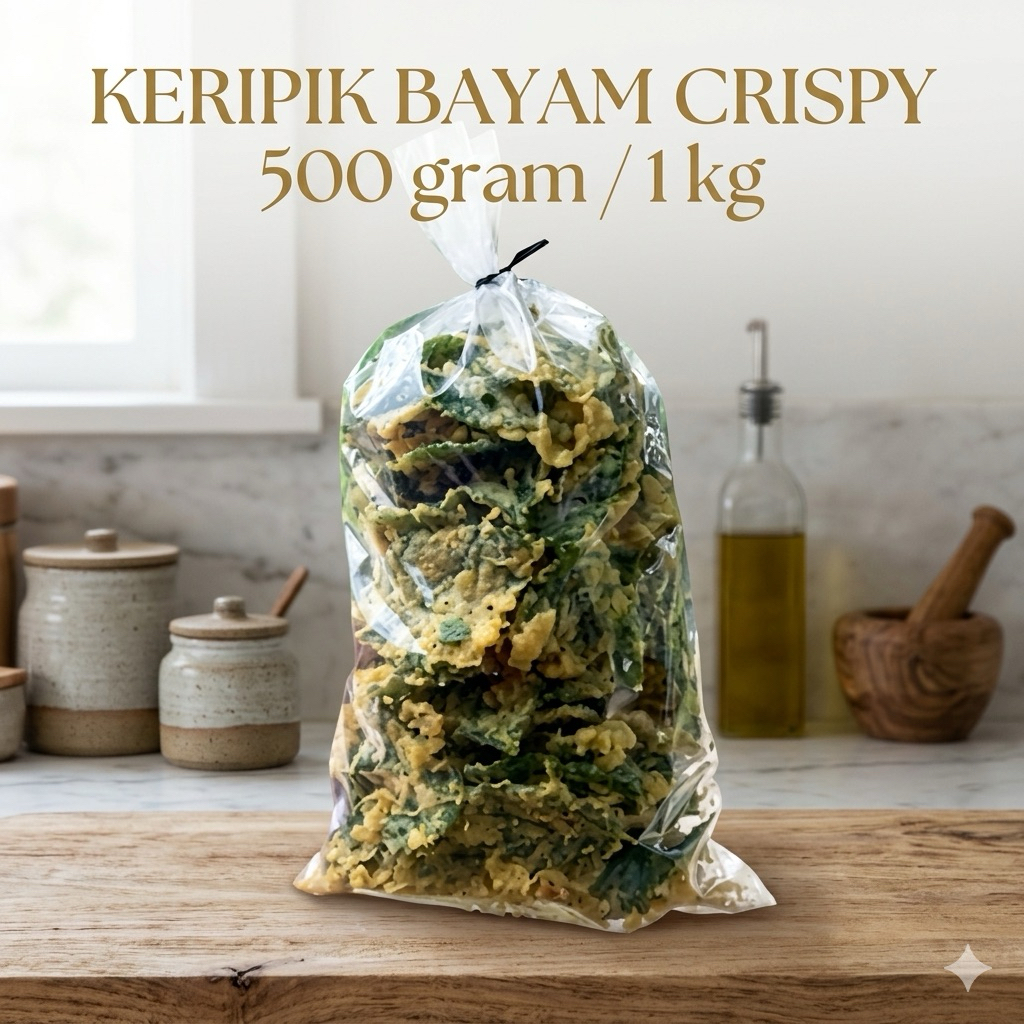500gram/1kg - KERIPIK BAYAM KILOAN 1kg dan 500gram super Crispy peyek bayam bayam crispy camilan sna