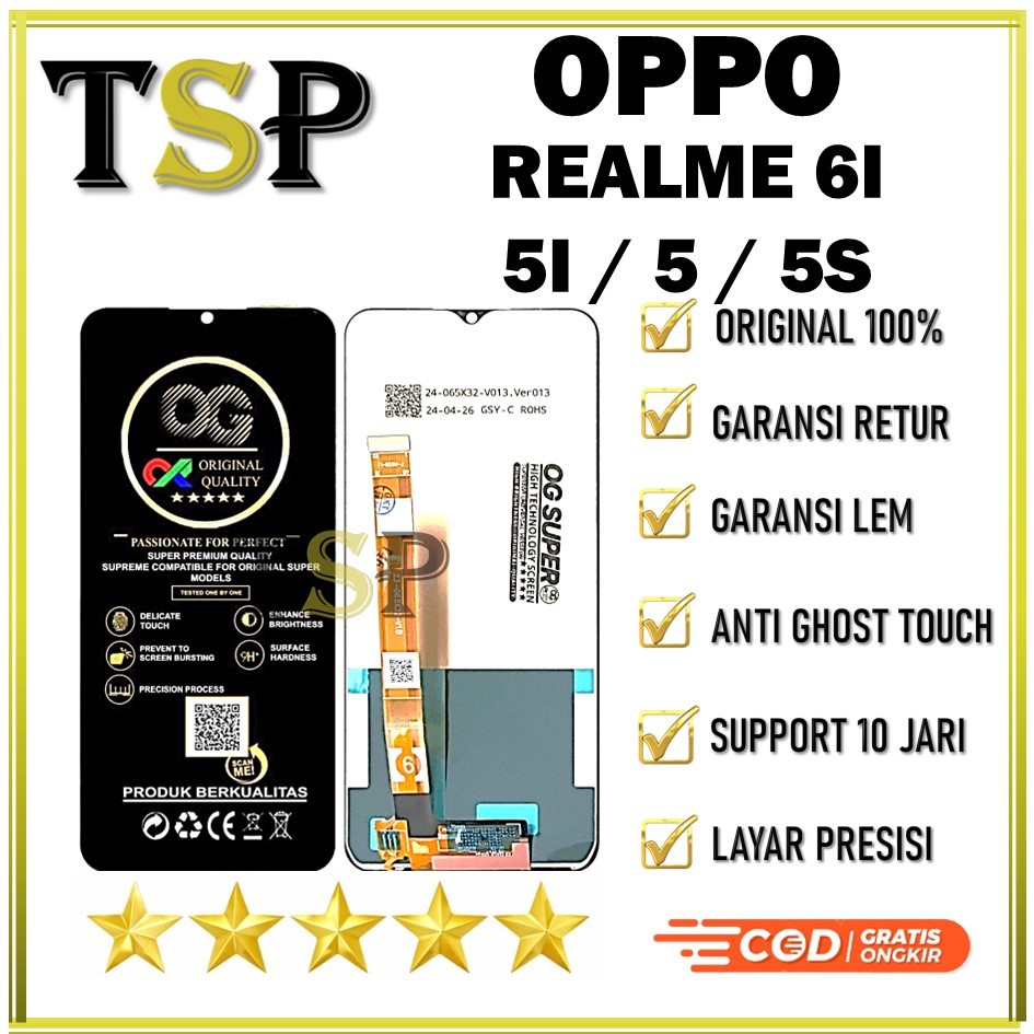 LCD TOUCSCREEN REALME 6I / REALME 5I / REALME 5 / REALME 5S ORIGINAL FULLSET 100%