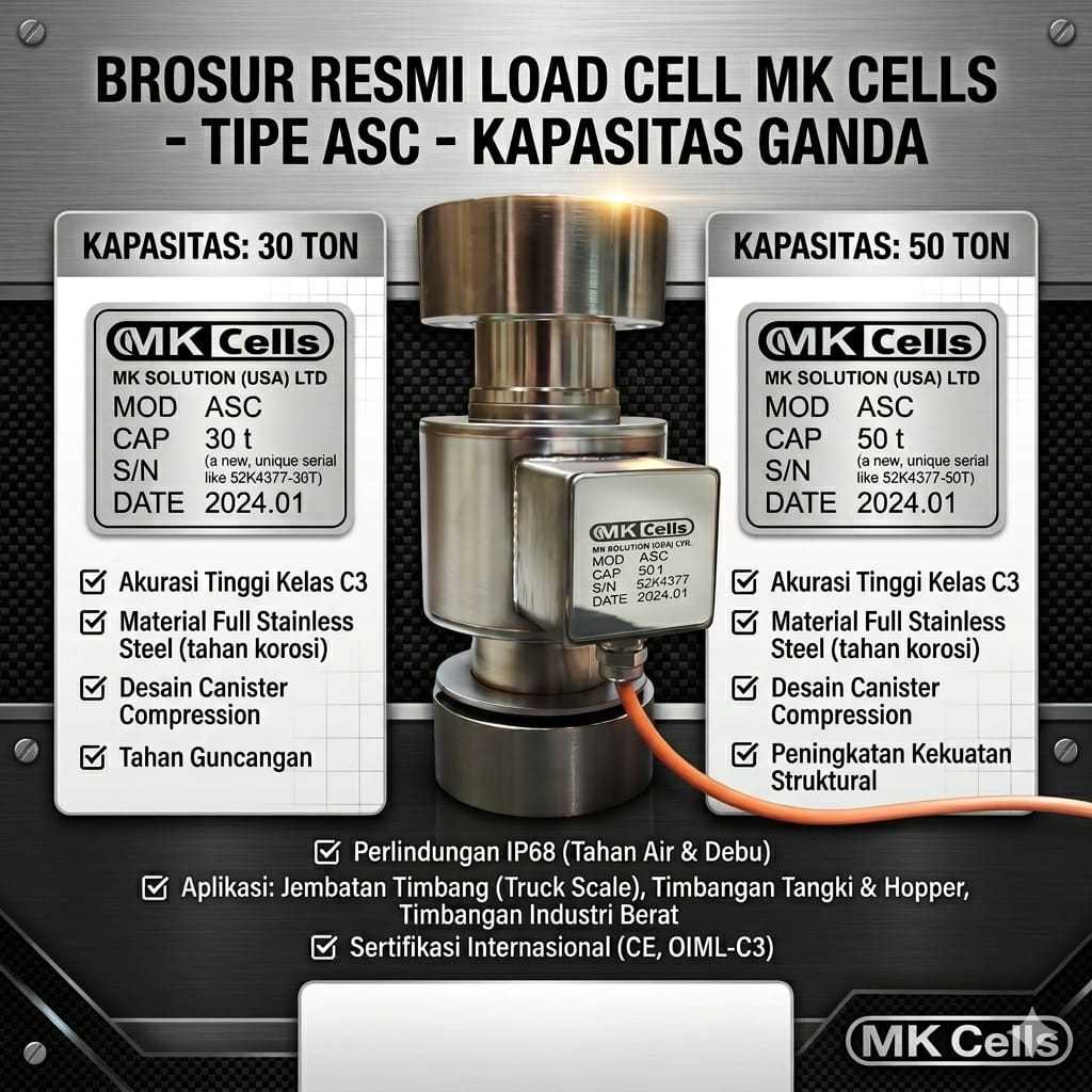 MK-CELLS compression Load Cell 30ton, 50ton / Load Cell tekan MK-ASC 30ton, 50ton