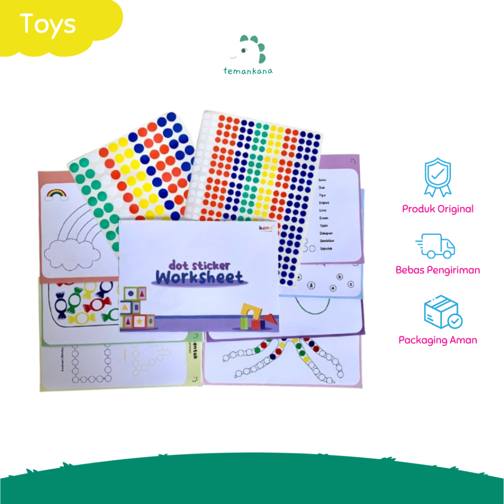 Stiker Bulat/ Dot Sticker/ Dot Sticker Worksheet (teman.kana)