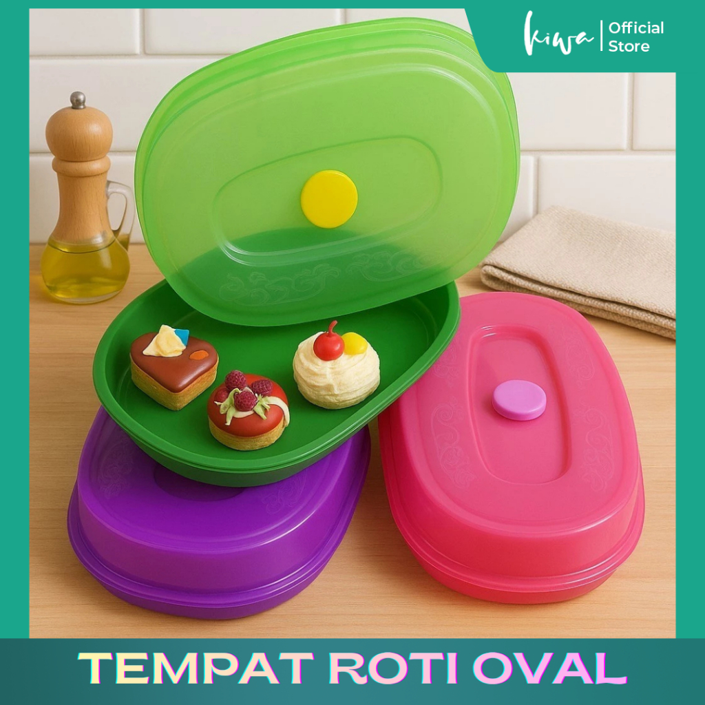 Tempat Roti Oval + Tutup Plastik Baki Nampan Tempat Gorengan Tempat Lauk Tertutup