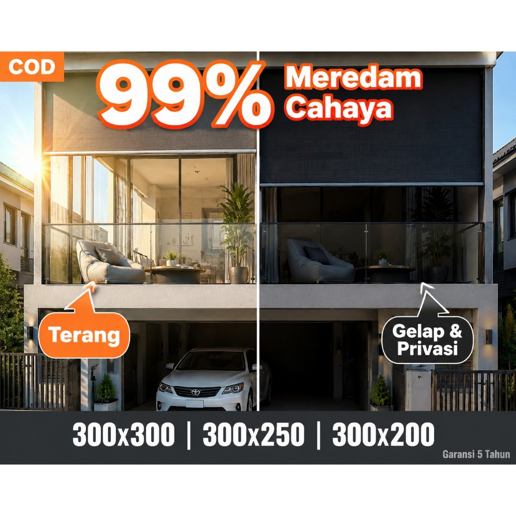 Tirai Gulung 99% black out Tahan Angin Luar Ruangan Tirai Gulung Anti Nyamuk Dan Peneduh Tirai Gulun