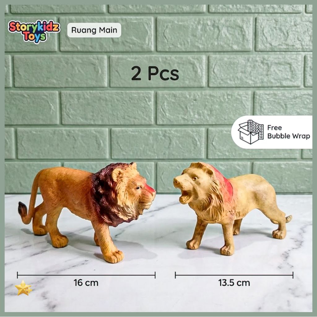 Mainan Hewan Singa Lion King Figure Paket 2 Pcs Miniatur Hewan Diorama